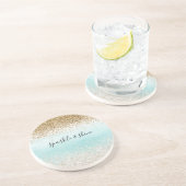 ミント水ガーリー色金ゴールドグリッグラデーションジグリッター コースター (側面)