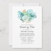 ミント水彩フローラシャワーバイメール 招待状 (正面)
