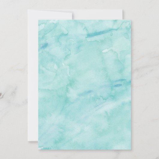 ミント水彩結婚式の日付を保存 招待状 (裏面)