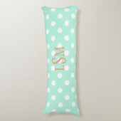 ミント水玉模様カスタム体枕 ボディピロー (正面縦)