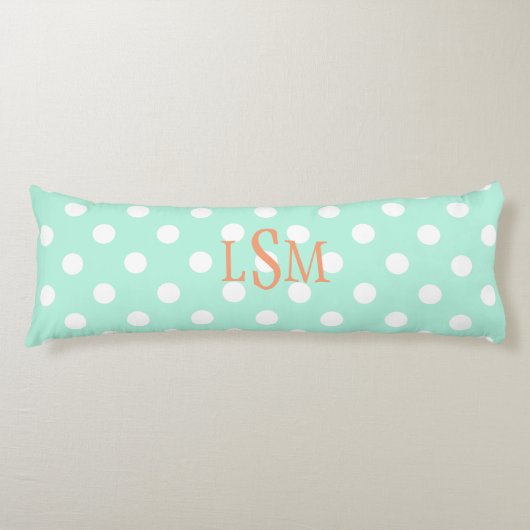 ミント水玉模様カスタム体枕 ボディピロー (正面)