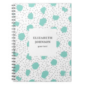 ミント水玉模様。モダン抽象芸術幾何学 ノートブック (正面)