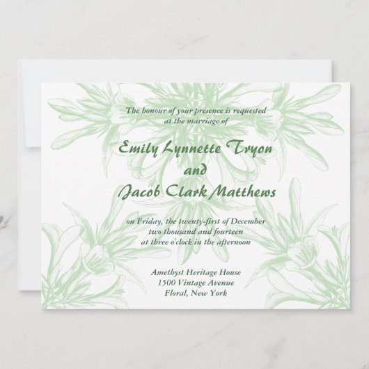 ミント淡い色のとホワイトのフローラ結婚式招待状 招待状 (裏面)