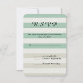 ミント淡い色のとホワイトストライプウェディングRSVP 出欠カード (正面)