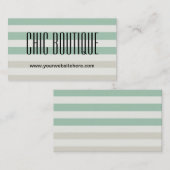 ミント淡い色のと白ストライプ色 名刺 (正面/裏面)