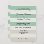 ミント淡い色のと白ストライプ色 招待状 (正面/裏面)