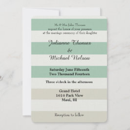 ミント淡い色のと白ストライプ色 招待状