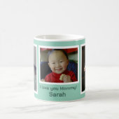 ミント淡い色のグリーン3フォトコラージュ コーヒーマグカップ (中央)