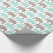 ミント灰色のベビー象 ラッピングペーパー (角)