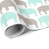 ミント灰色のベビー象 ラッピングペーパー (ロールコーナー)