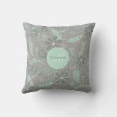 ミント灰色のボホの花の羽ペイズリー模様 クッション (裏面)