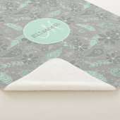 ミント灰色のboho羽ドードゥードフラワーパリーズ シェルパブランケット (3/4)