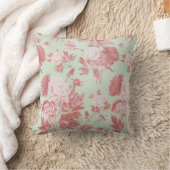 ミント牡丹ヴィンテージ花装飾用クッション クッション (ブランケット)