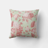 ミント牡丹ヴィンテージ花装飾用クッション クッション (裏面)