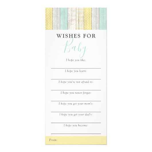 ミント男女兼用ーは赤ちゃんシャワーゲームを願う ラックカード (正面)