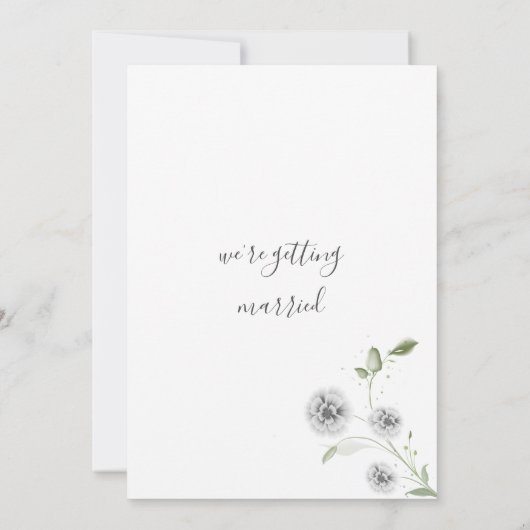 ミント白ポピー葉フローラ結婚ズ 招待状 (裏面)