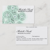 ミント白黒フラワーズウェディングプランナー 名刺 (正面/裏面)