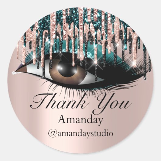 ミント睫毛延長化粧用バラティール（緑がかった色）ドリップ ラウンドシール (正面)