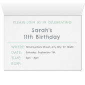 ミント紙吹雪ウォーターカラードット誕生日招待状 (内部横(下))