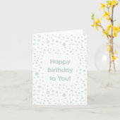 ミント紙吹雪水色ドット誕生日カード カード (黄色い花)