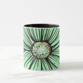 ミント素晴らしグリーンとブラックのフラワーコーヒーマグ マグカップ (中央)