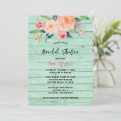 ミント素朴グリーンウッドウォーターカラーフローラ 招待状 (スタンド正面)