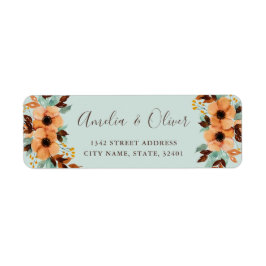 ミント素朴グリーンフローラ結婚差出人住所 ラベル