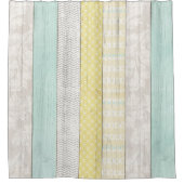 ミント素朴&イエローボホジオメトリックモダンコテージ シャワーカーテン (正面)