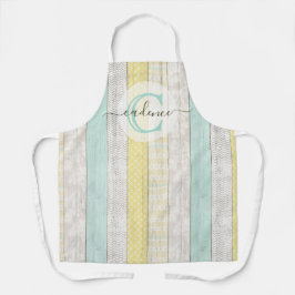 ミント素朴&イエローボホジオモダンパーソナライズされた エプロン