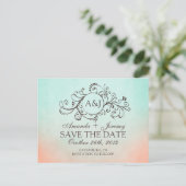 ミント素朴&ピーチボヘミアン日付を保存 案内ポストカード (スタンド正面)