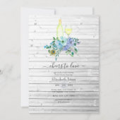 ミント素朴&ブルーボホワインテイスティングブライダルシャワー 招待状 (正面)