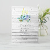 ミント素朴&ブルーボホワインテイスティングブライダルシャワー 招待状 (スタンド正面)