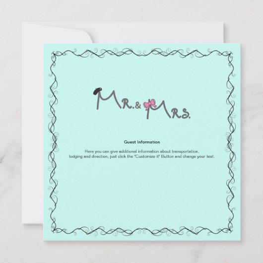 ミント結婚カード 招待状 (正面)