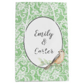 ミント結婚グリーンのレース ミディアムペーパーバッグ (正面)