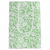 ミント結婚グリーンのレース ミディアムペーパーバッグ (裏面)