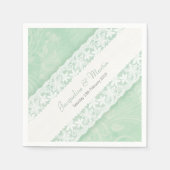 ミント結婚グリーン紙ナプキンズの白いレース スタンダードカクテルナプキン (正面)