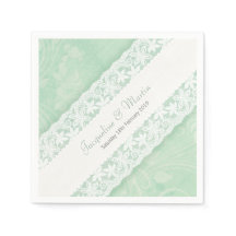 ミント結婚グリーン紙ナプキンズの白いレース