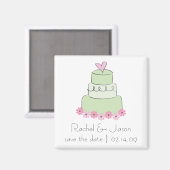ミント結婚ケーキ |日付の保存 マグネット (正面/裏面)