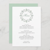 ミント結婚植物学。エレガントシンプル葉 メニュー (正面/裏面)