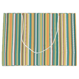 ミント継ぎ目のないジオメトストライプリ線 ラージペーパーバッグ