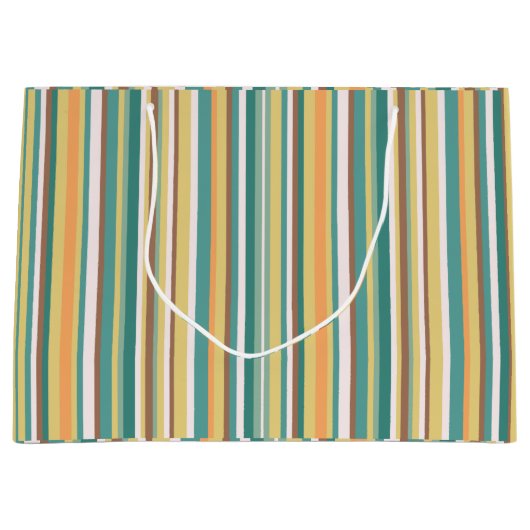 ミント継ぎ目のないジオメトストライプリ線 ラージペーパーバッグ (正面)