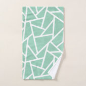 ミント緑と白のモザイク模様 バスタオルセット (ハンドタオル)