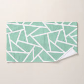 ミント緑と白のモザイク模様 バスタオルセット (ハンドタオル)