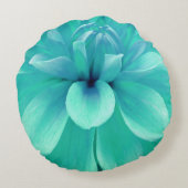 ミント緑と青の花 ラウンドクッション (裏面)