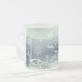 ミント緑のスノーフレークの曇りマグカップ フロストグラスマグカップ (正面左)