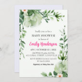 ミント緑のパステルシェード赤ちゃんシャワーフレーム 招待状 (正面/裏面)