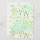 ミント緑の水色の金ゴールドのカップル結婚のシャワー 招待状 (裏面)