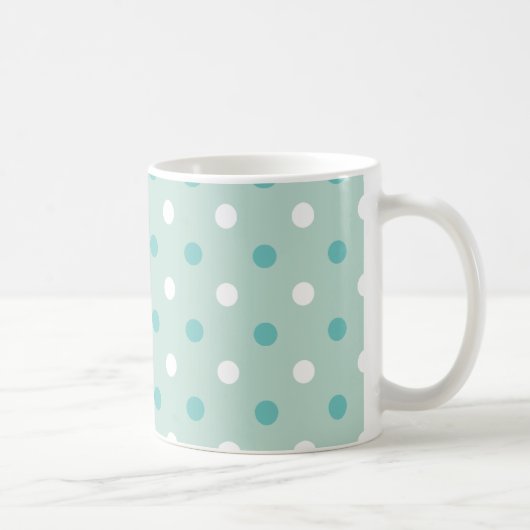 ミント緑の青い点 コーヒーマグカップ (右)