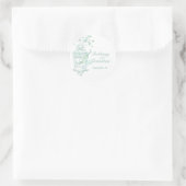 ミント緑の鳥がケージのカップル結婚のステッカーを開く ラウンドシール (バッグ)