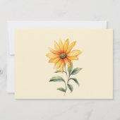 ミント緑の黄色のひまわり花ありがとう 招待状 (裏面)